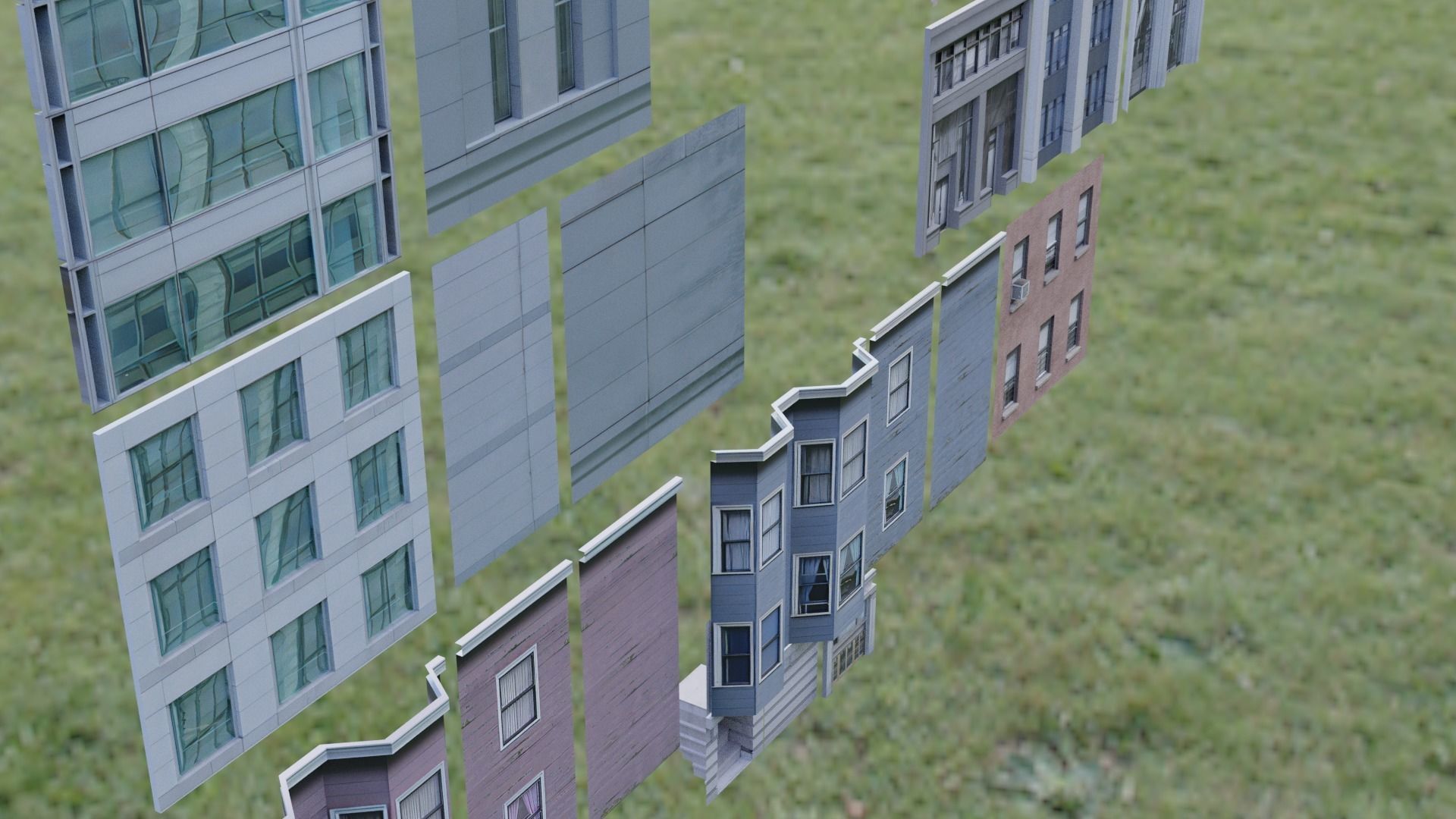 Lowpoly Apartments and Buildings to assemble 3D model_2