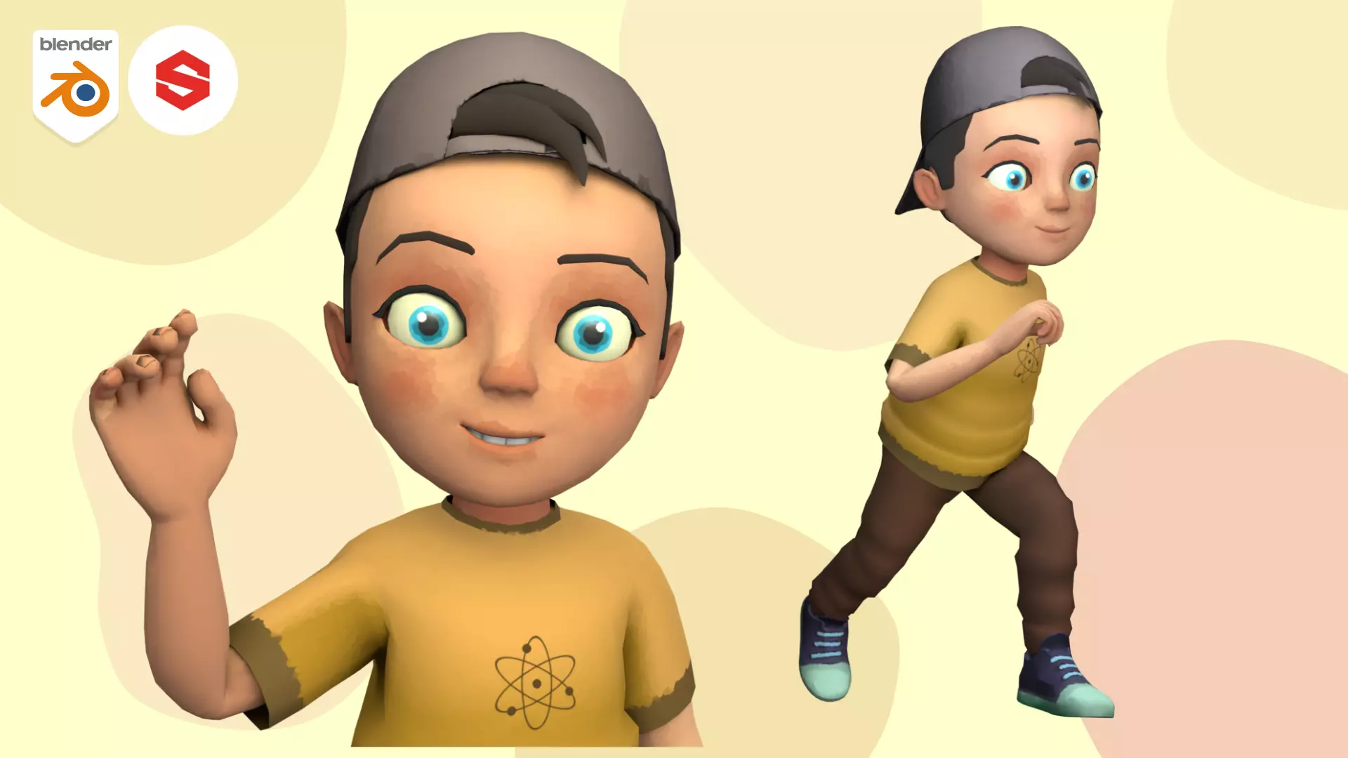 Cartoon Boy Rigged 3D model Low-poly 3D model