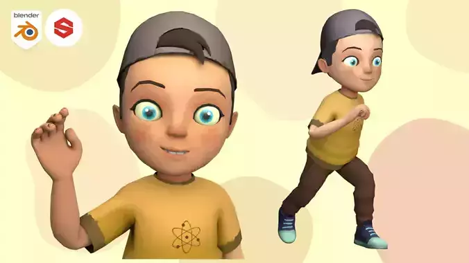 Cartoon Boy Rigged 3D model