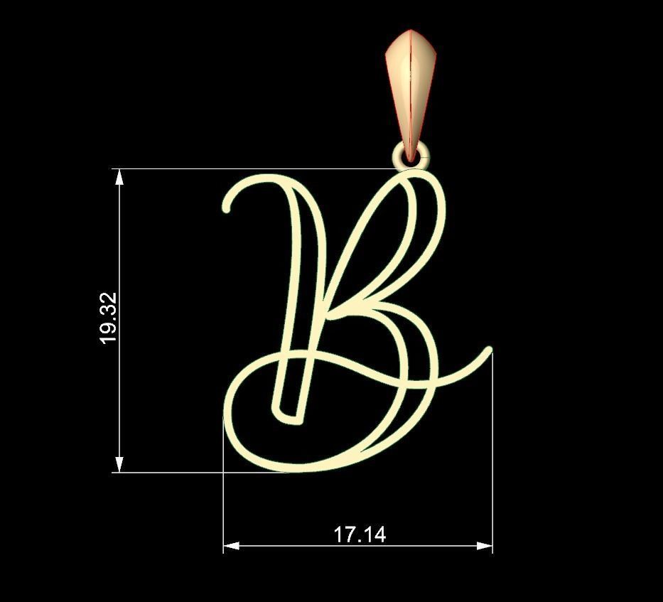 Initial Letters Pendant Mellayu B 3D print model_5