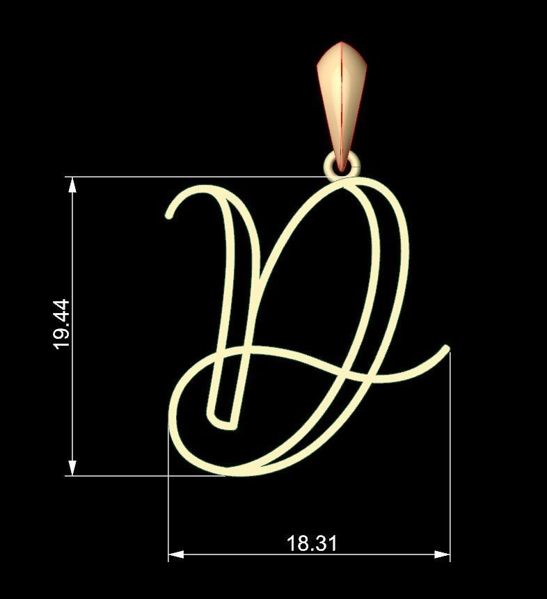 Initial Letters Pendant Mellayu D 3D print model_5