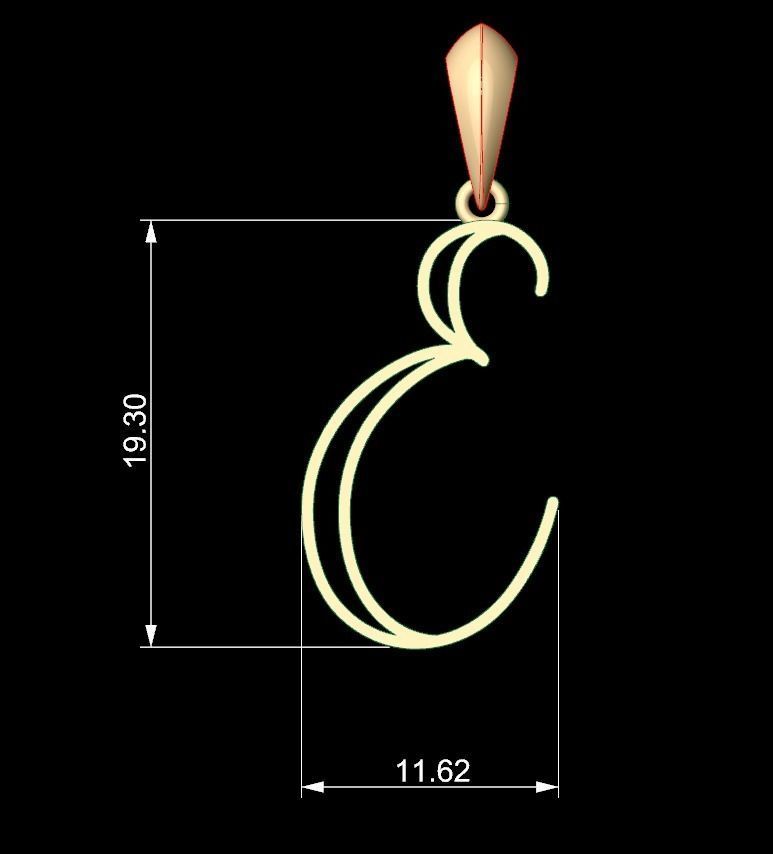 Initial Letters Pendant Mellayu E 3D print model_5