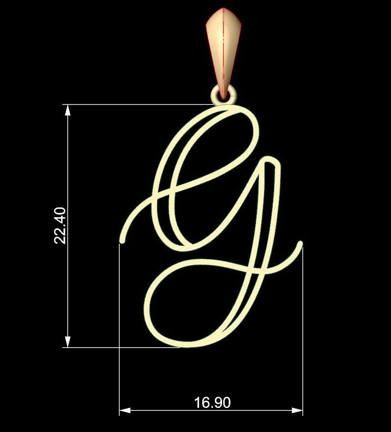 Initial Letters Pendant Mellayu G 3D print model_5