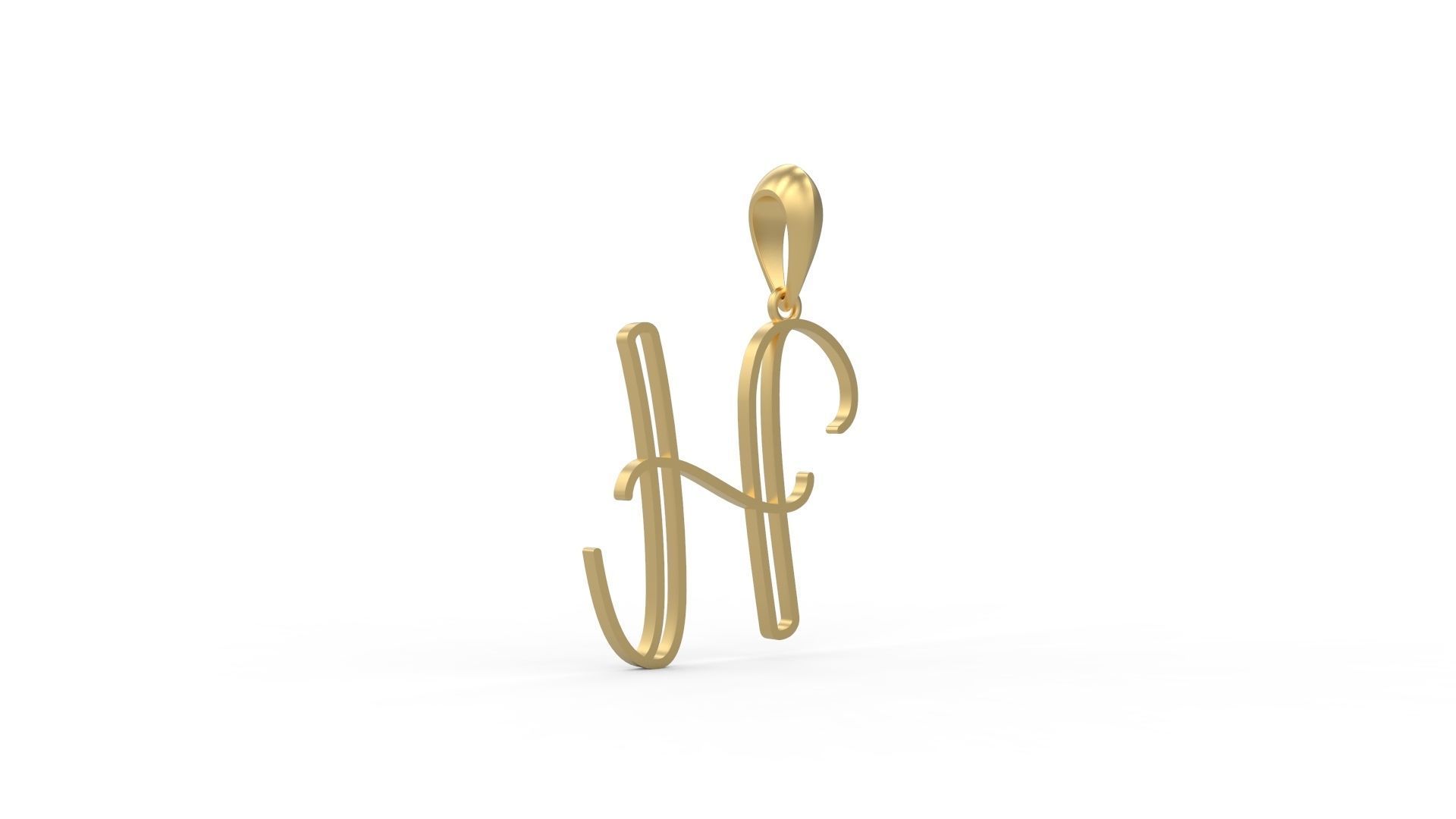 Initial Letters Pendant Mellayu H 3D print model_3