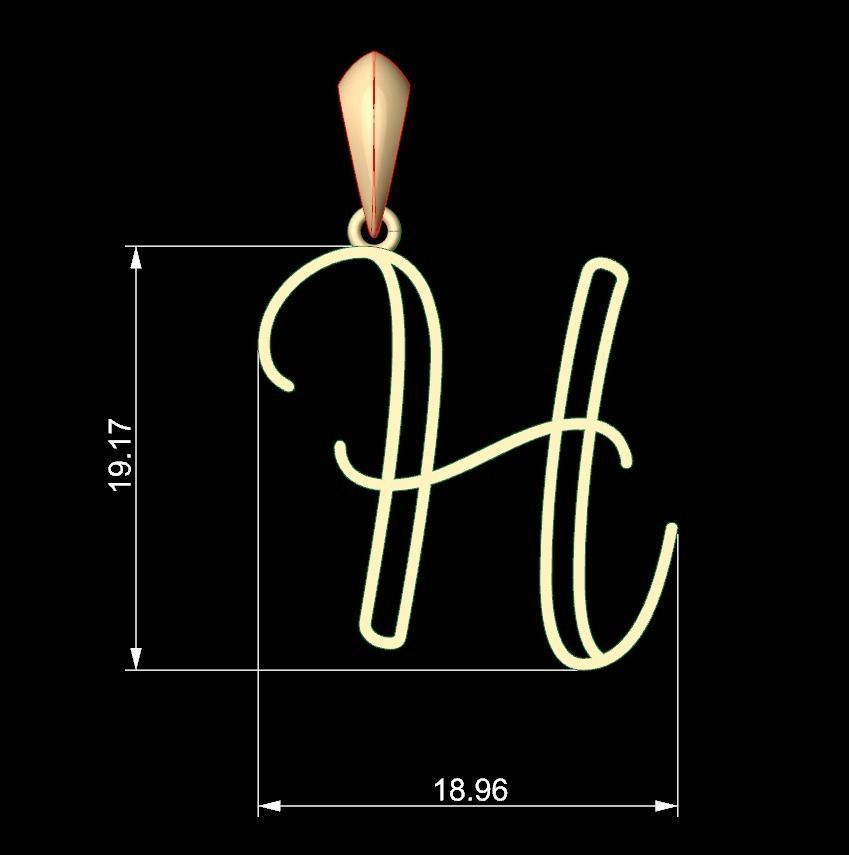 Initial Letters Pendant Mellayu H 3D print model_5