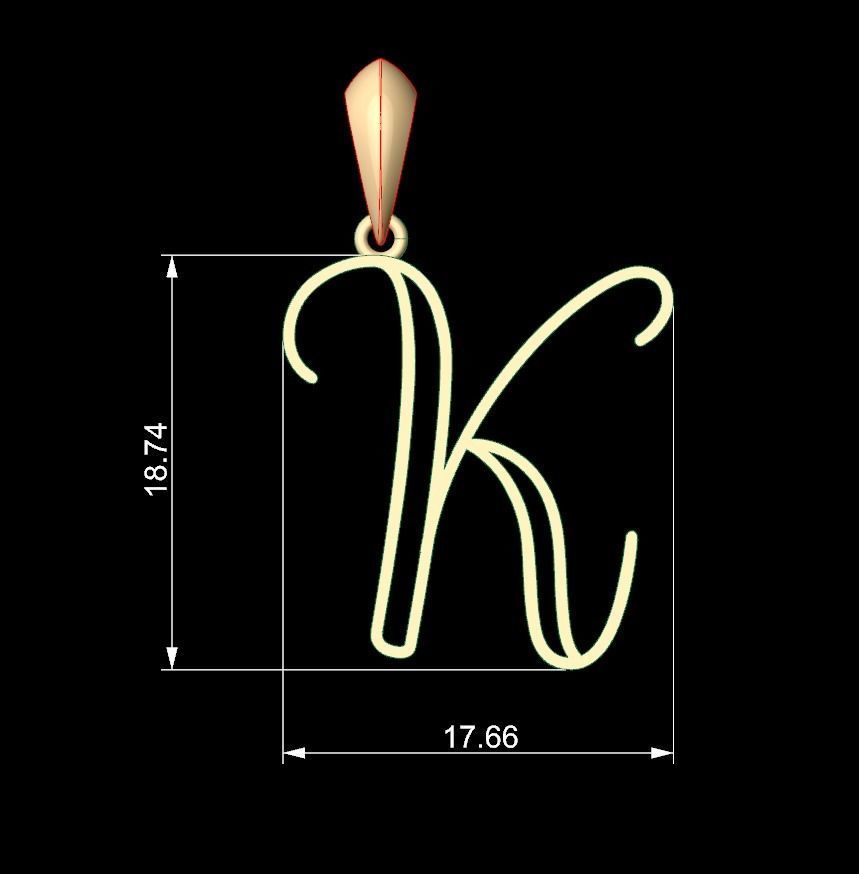 Initial Letters Pendant Mellayu K 3D print model_5