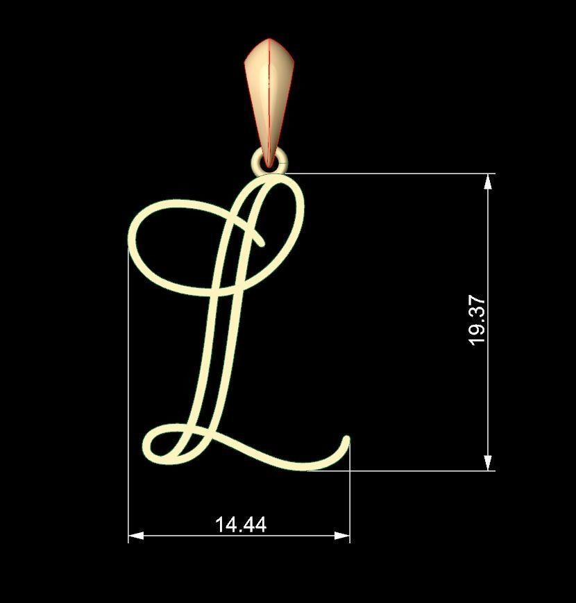 Initial Letters Pendant Mellayu L 3D print model_5
