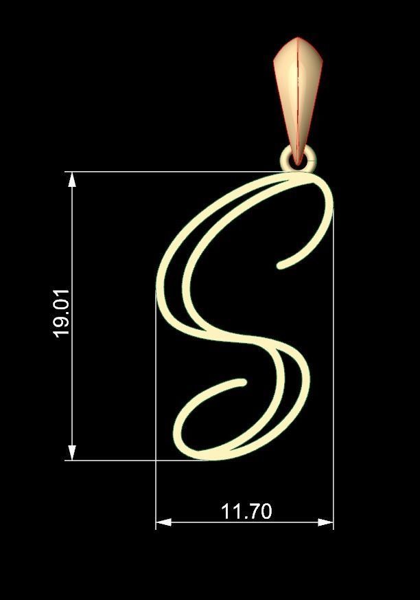 Initial Letters Pendant Mellayu S 3D print model_5