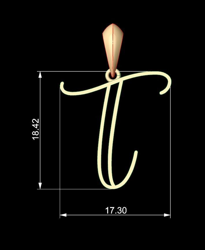 Initial Letters Pendant Mellayu T 3D print model_5