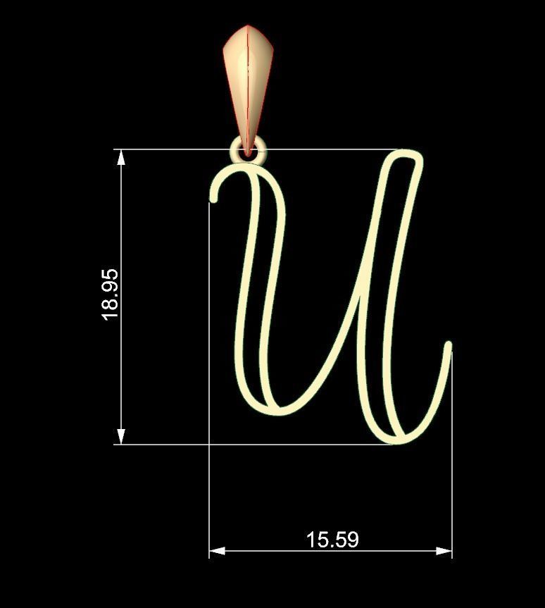 Initial Letters Pendant Mellayu U 3D print model_5