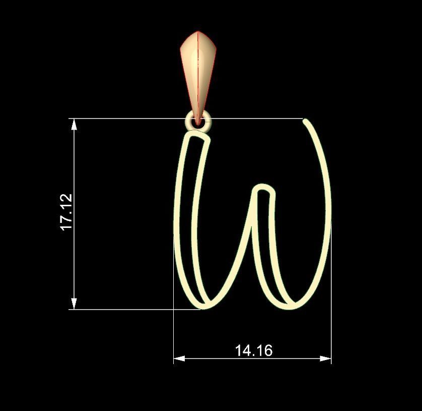 Initial Letters Pendant Mellayu W 3D print model_5