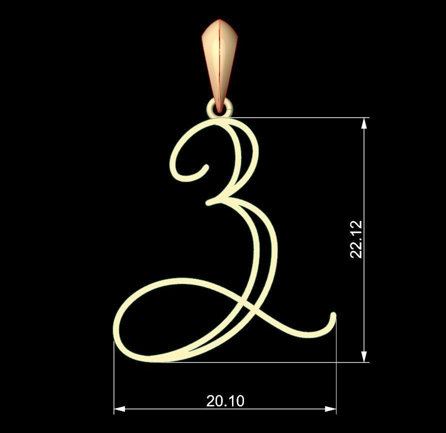 Initial Letters Pendant Mellayu Z 3D print model_5