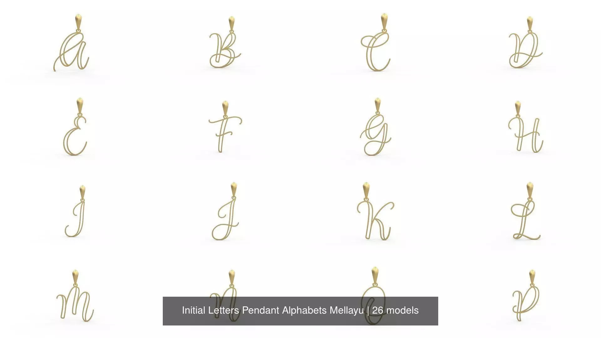 Initial Letters Pendant Alphabets Mellayu 3D Model Collection_0
