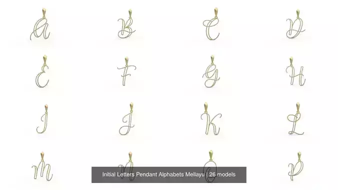 Initial Letters Pendant Alphabets Mellayu 3D Model Collection