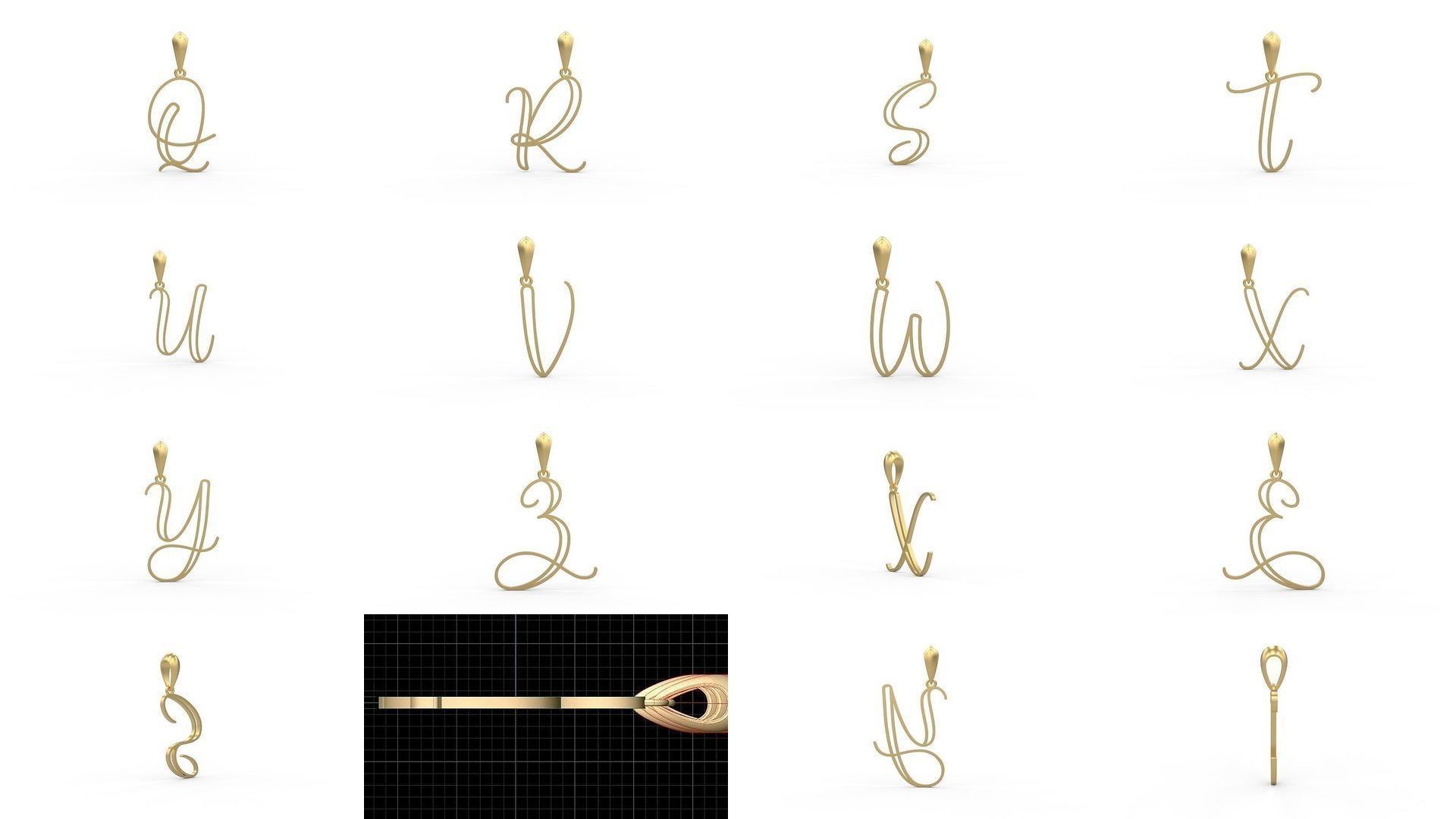 Initial Letters Pendant Alphabets Mellayu 3D Model Collection_1