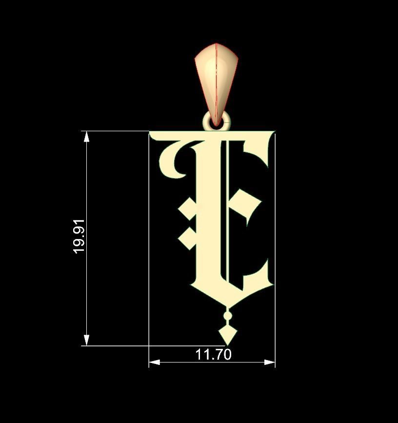 Initial Letters Pendant Angel Rhapsody E 3D print model_4