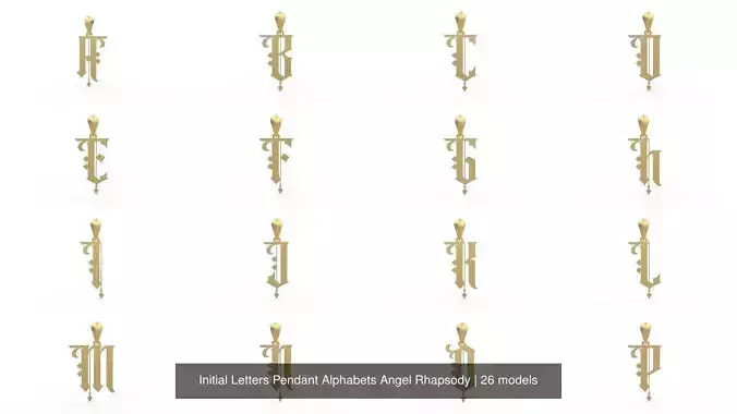 Initial Letters Pendant Alphabets Angel Rhapsody 3D Model Collection