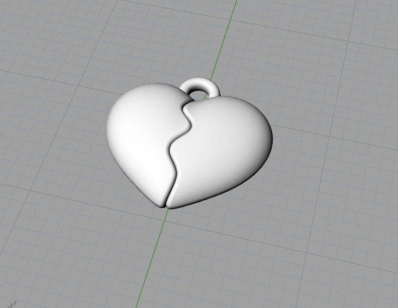 Broken heart pendant 3D print model_5