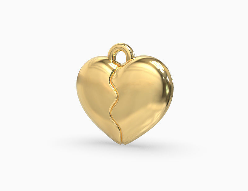 Broken heart pendant 3D print model_3