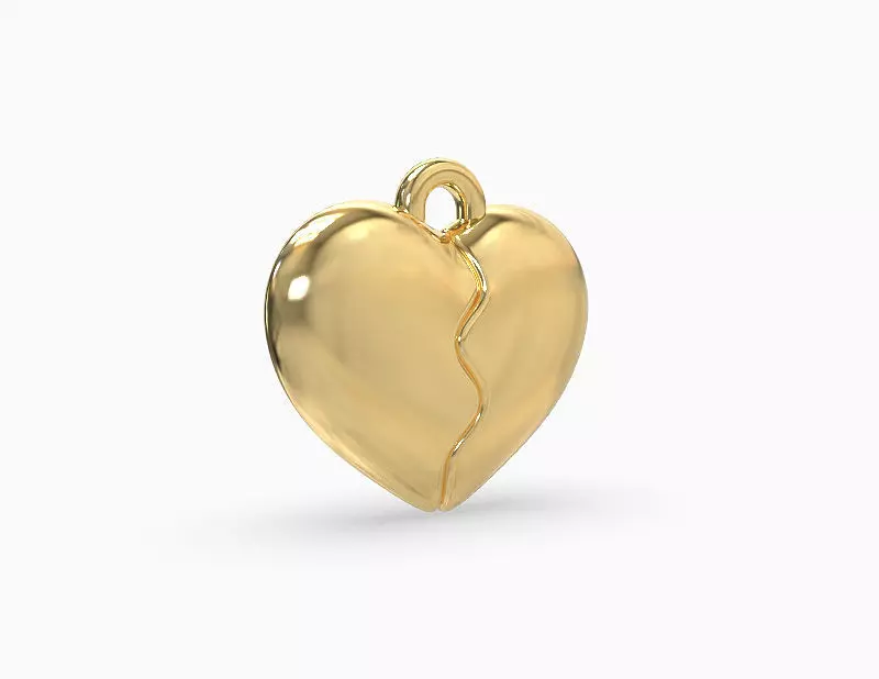 Broken heart pendant 3D print model_0