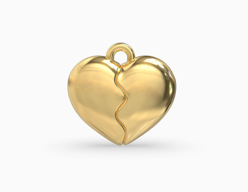 Broken heart pendant 3D print model_2