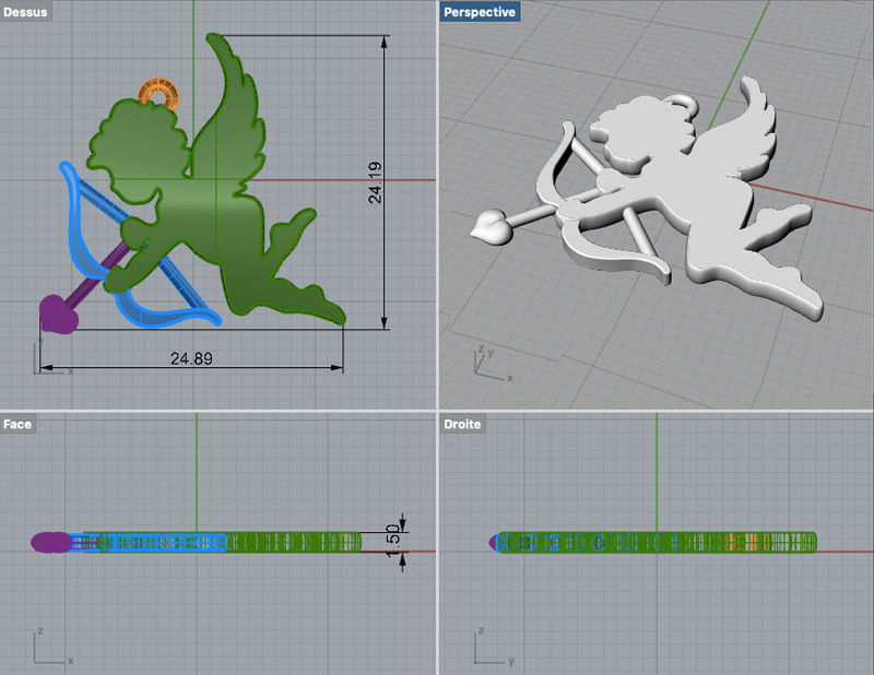 Cupid pendant 3D print model_7