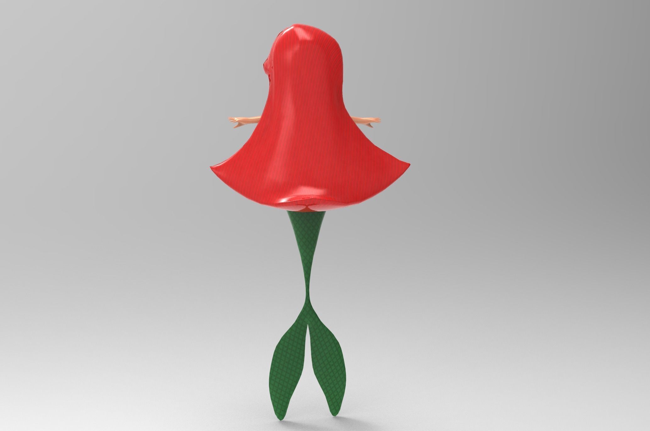 Mermaid Cartoon Rigged Low-poly 3D model_25
