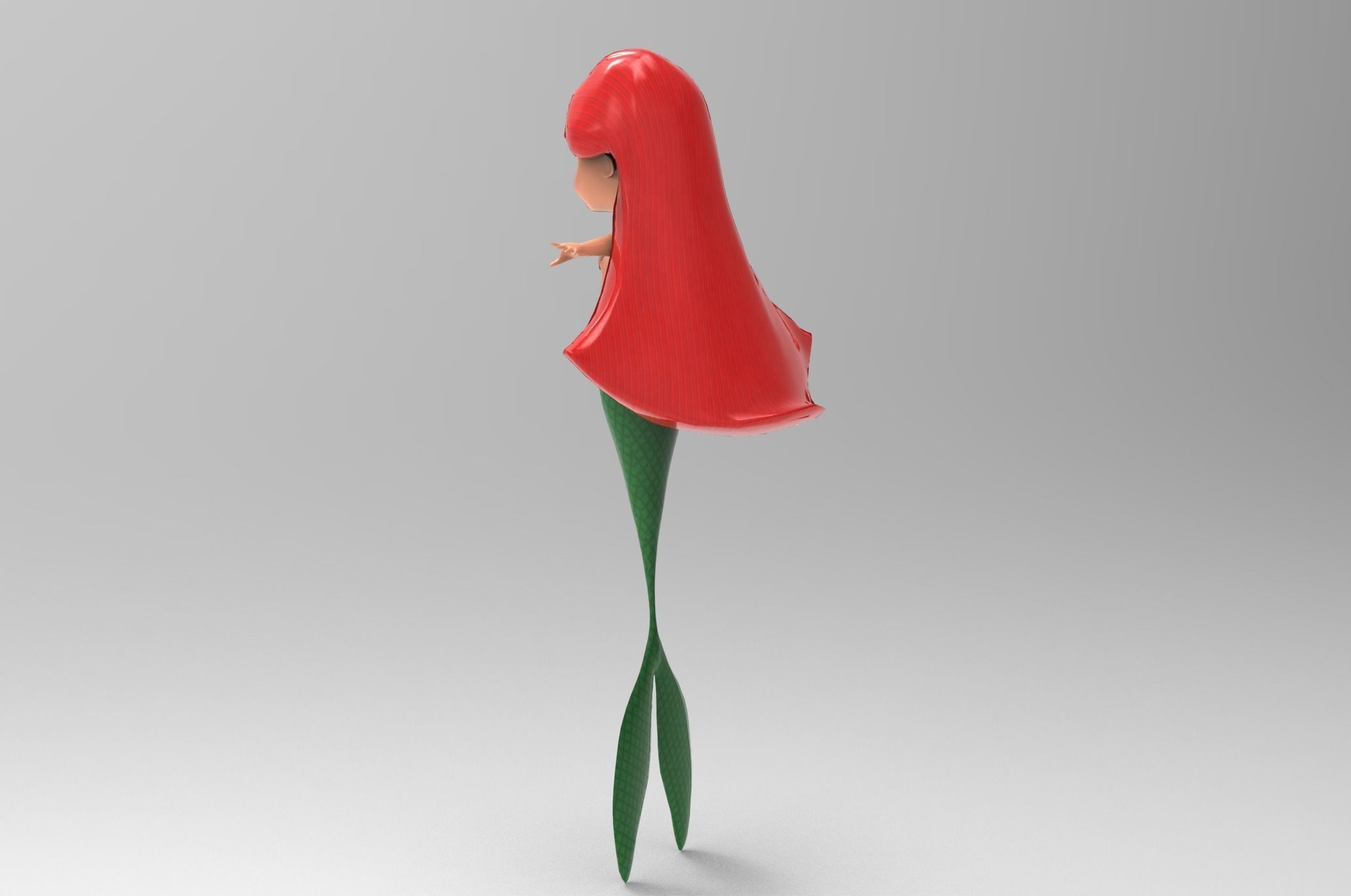 Mermaid Cartoon Rigged Low-poly 3D model_35