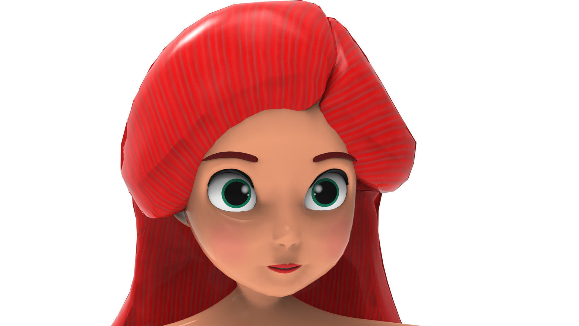 Mermaid Cartoon Rigged Low-poly 3D model_4
