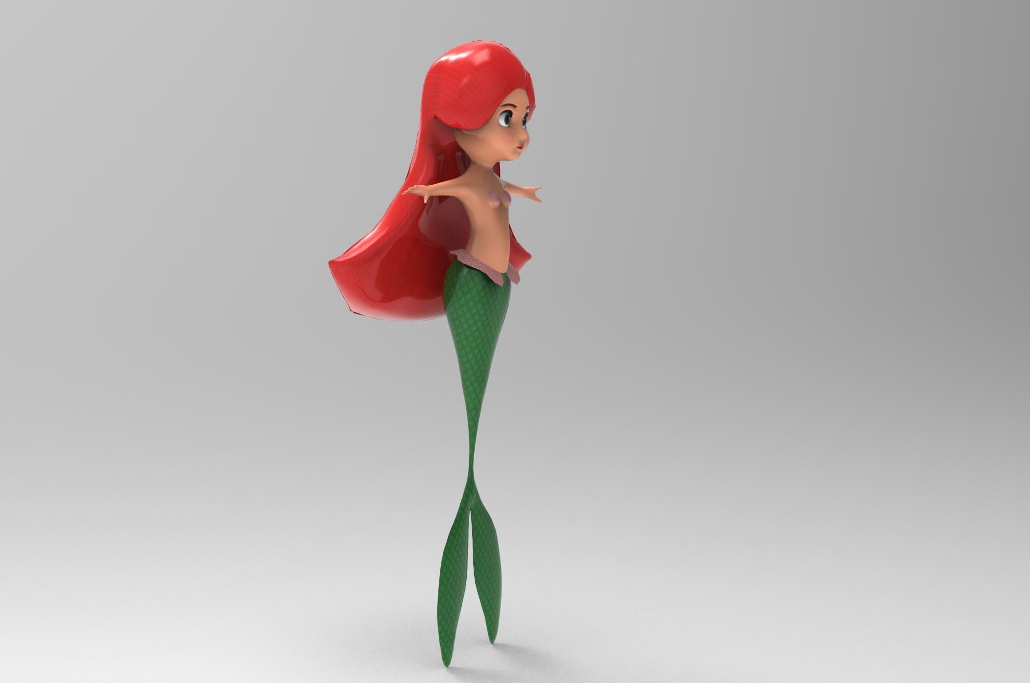 Mermaid Cartoon Rigged Low-poly 3D model_18