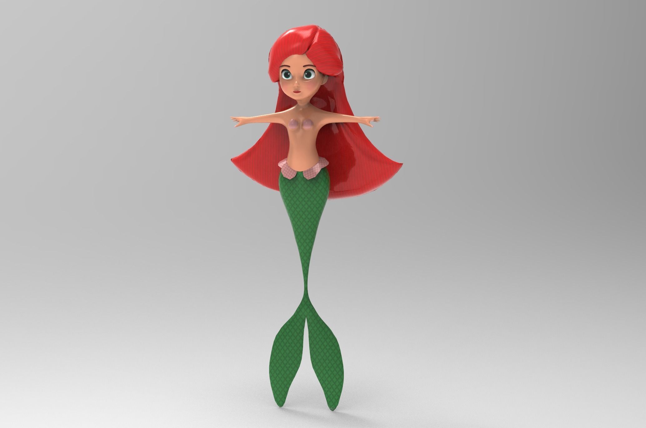 Mermaid Cartoon Rigged Low-poly 3D model_39
