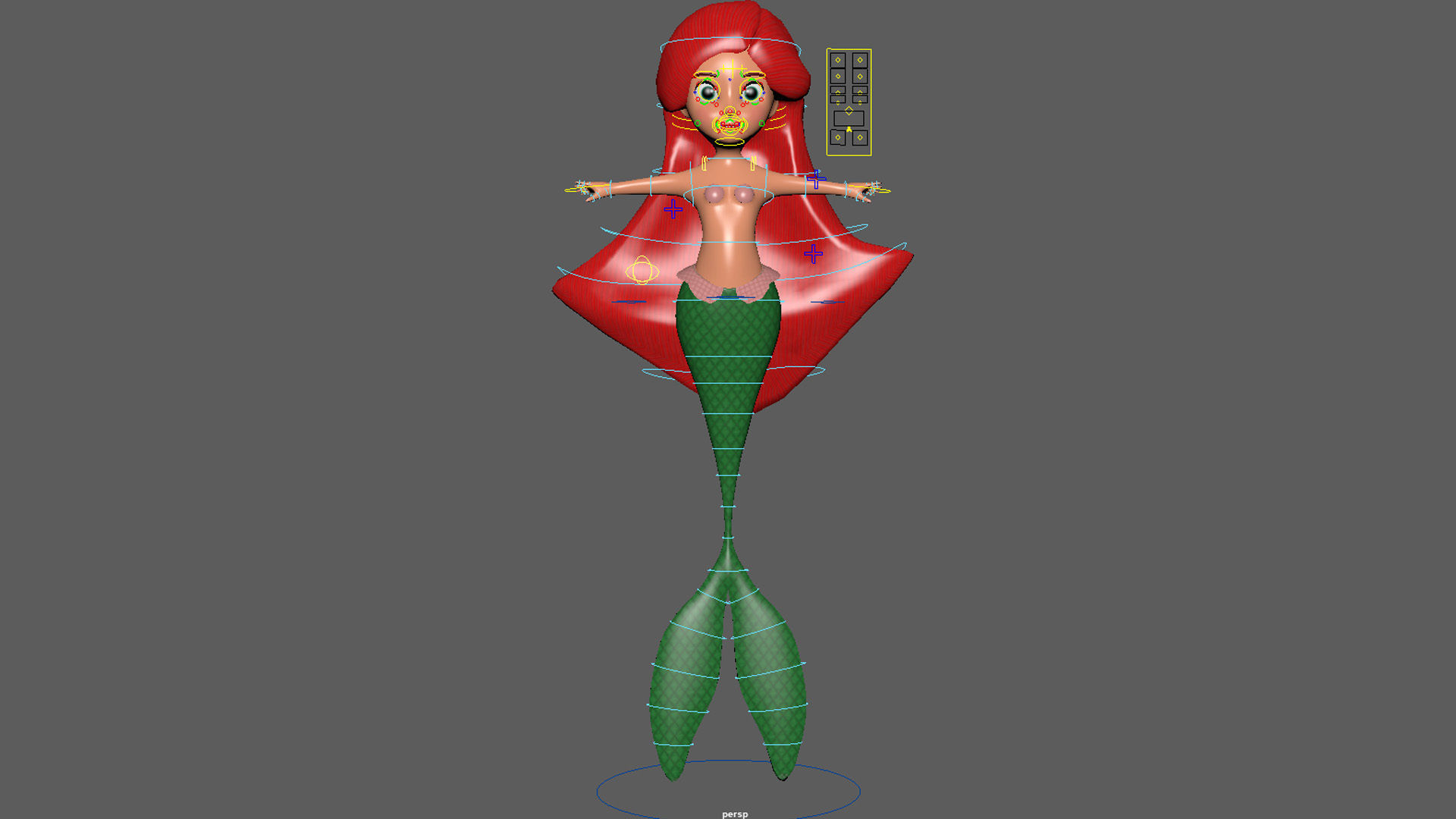 Mermaid Cartoon Rigged Low-poly 3D model_10