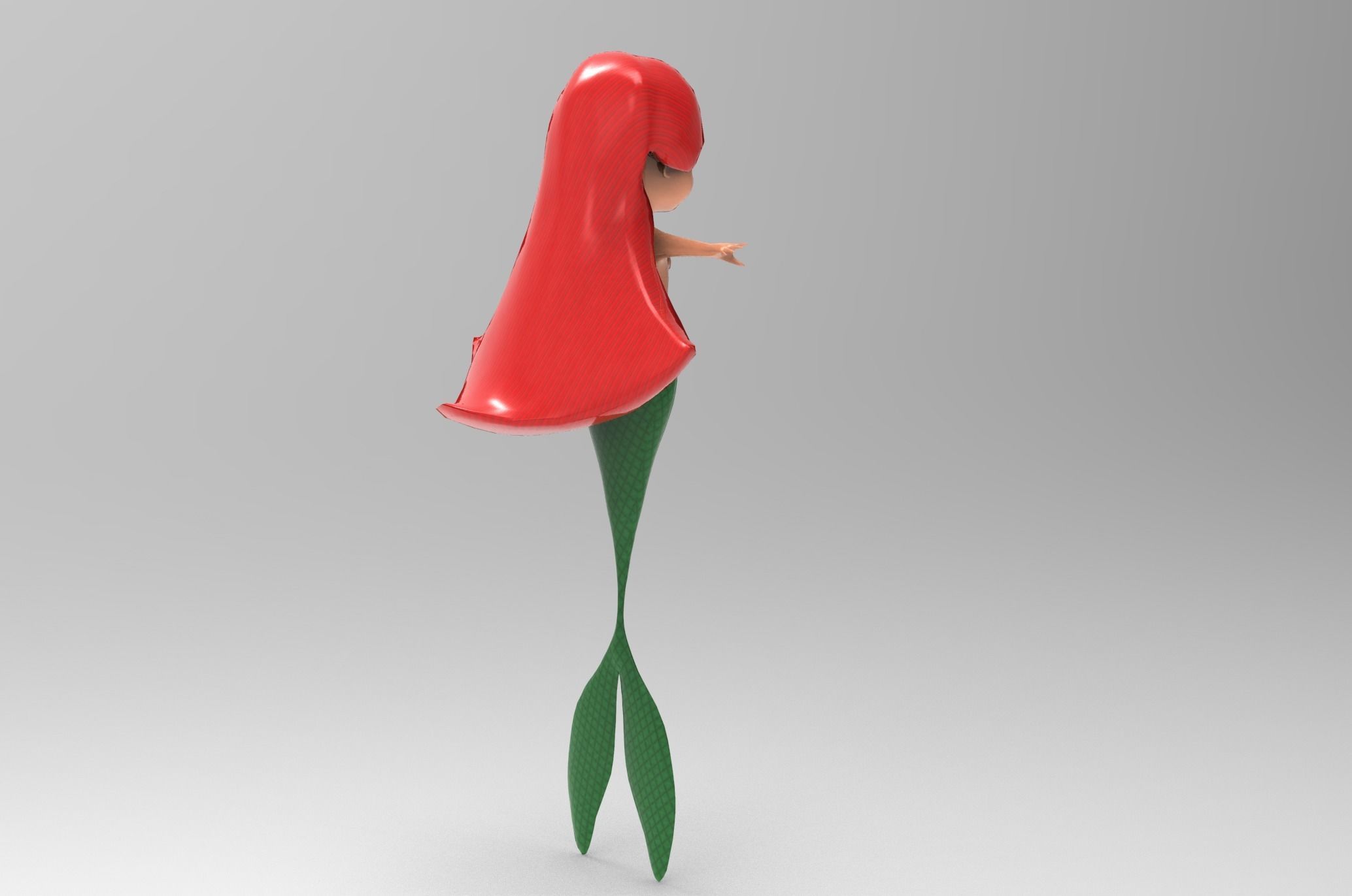 Mermaid Cartoon Rigged Low-poly 3D model_26