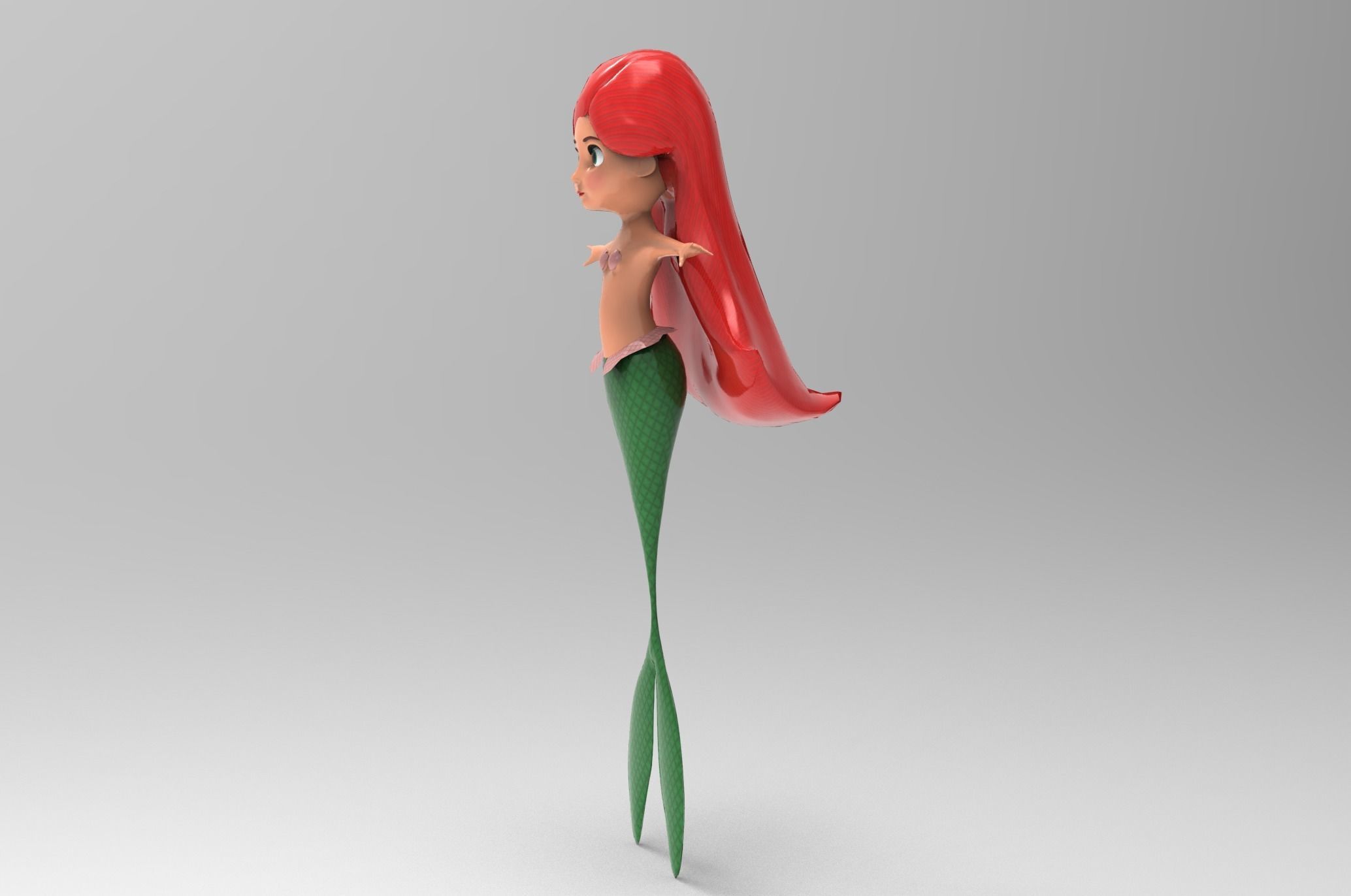 Mermaid Cartoon Rigged Low-poly 3D model_38