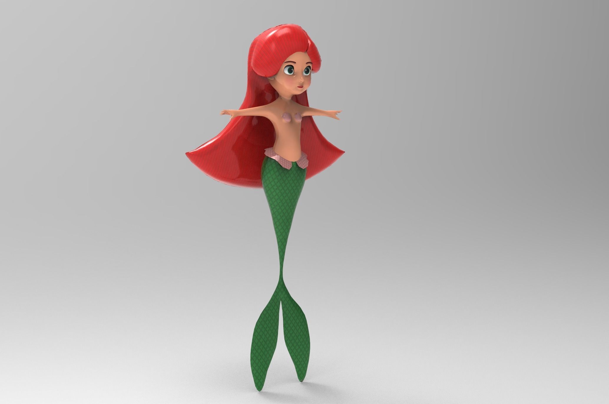 Mermaid Cartoon Rigged Low-poly 3D model_15