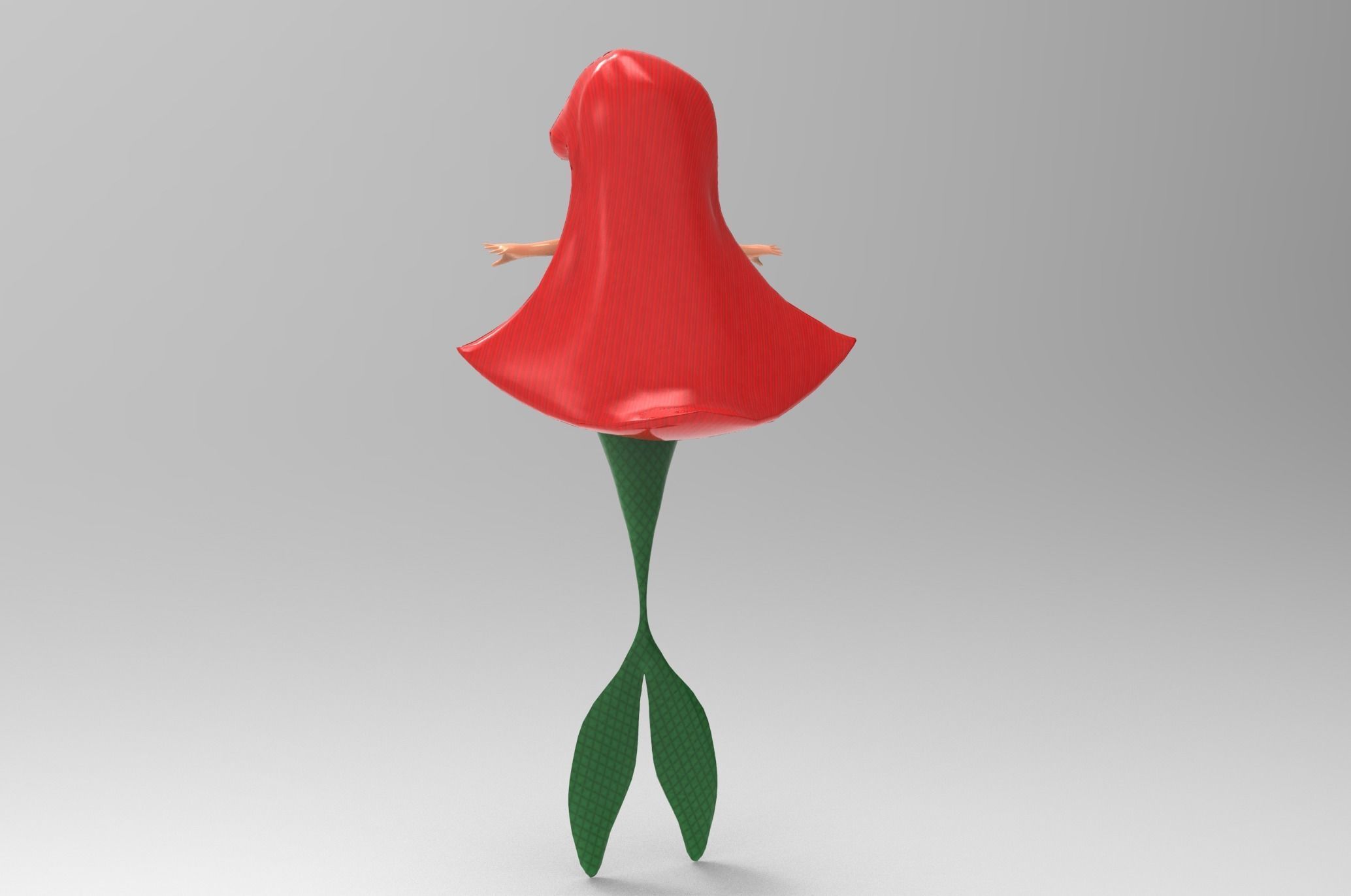 Mermaid Cartoon Rigged Low-poly 3D model_30
