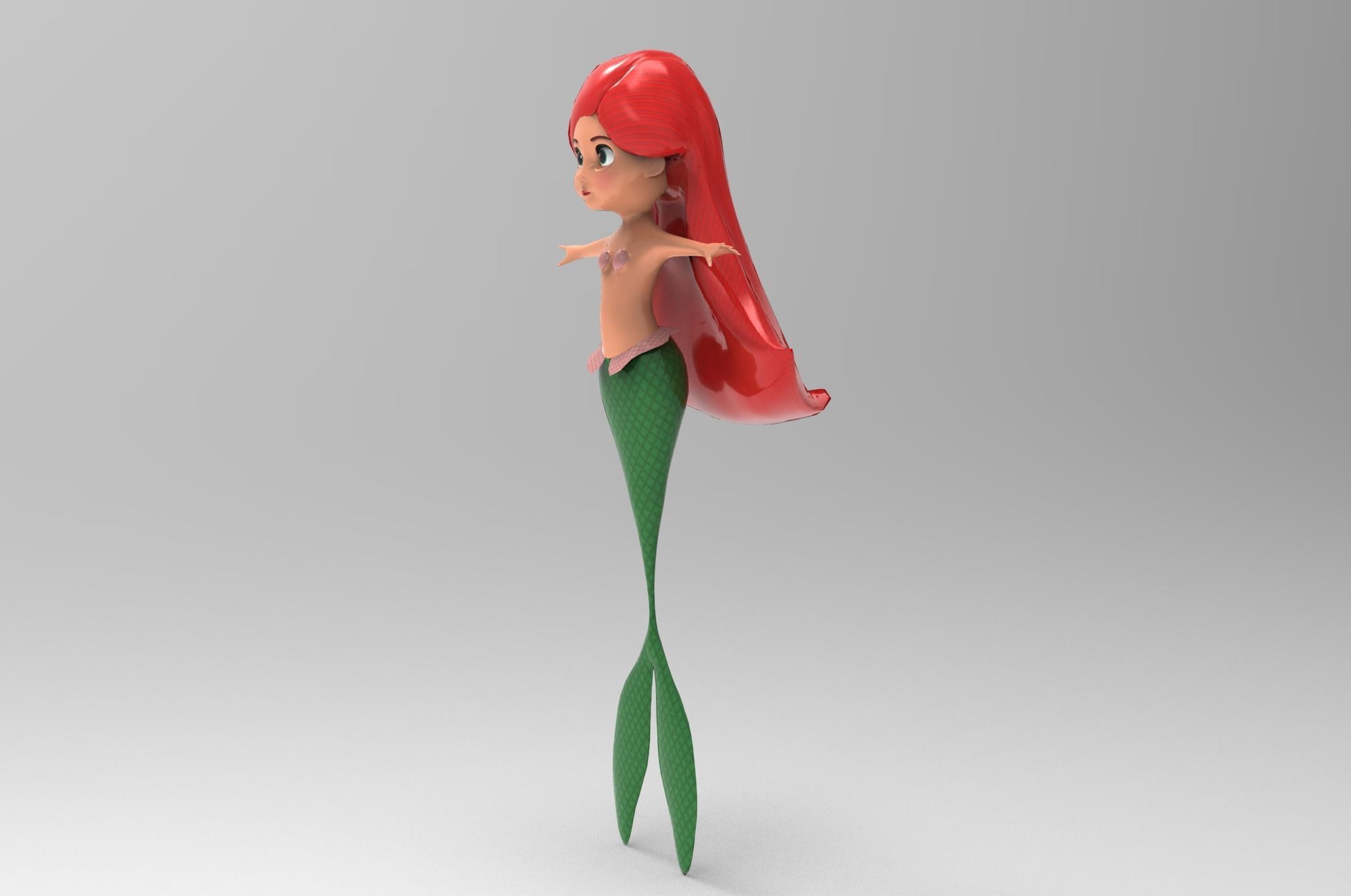 Mermaid Cartoon Rigged Low-poly 3D model_36