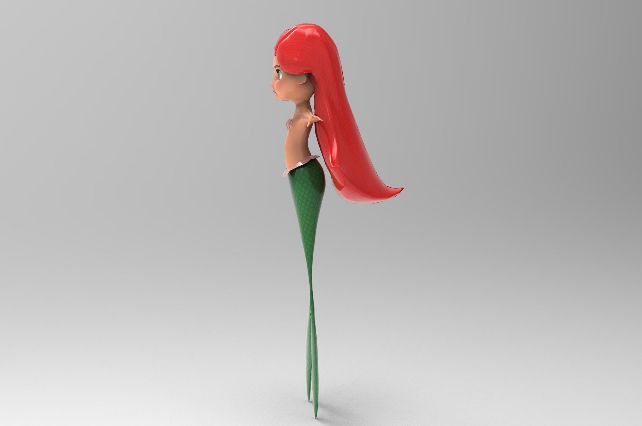 Mermaid Cartoon Rigged Low-poly 3D model_34