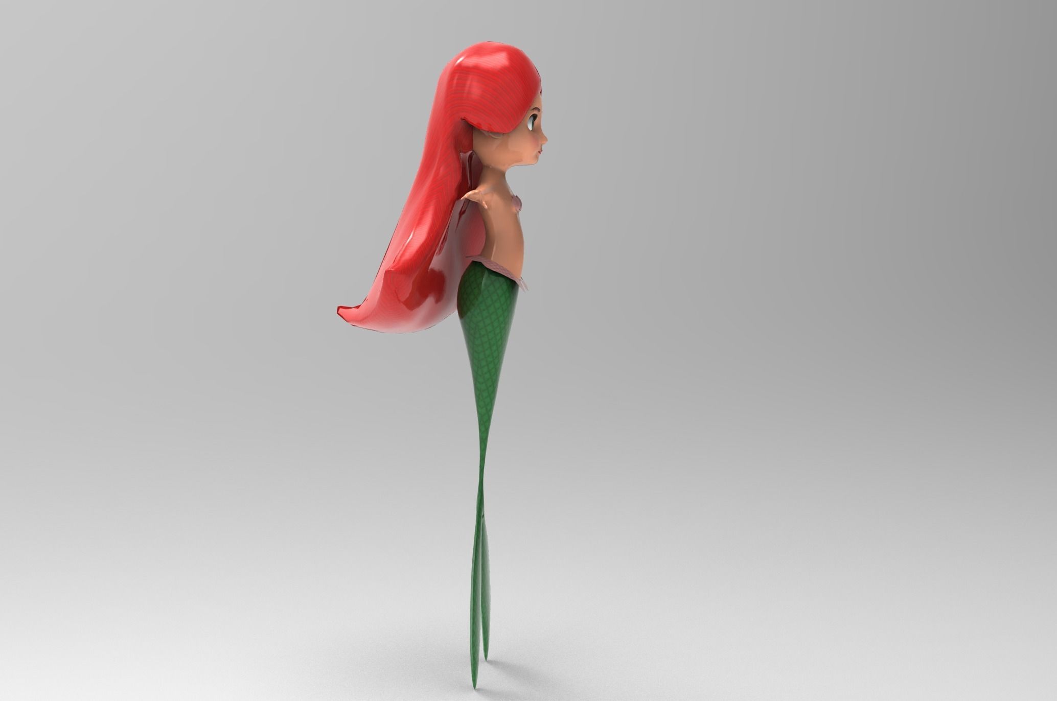Mermaid Cartoon Rigged Low-poly 3D model_19