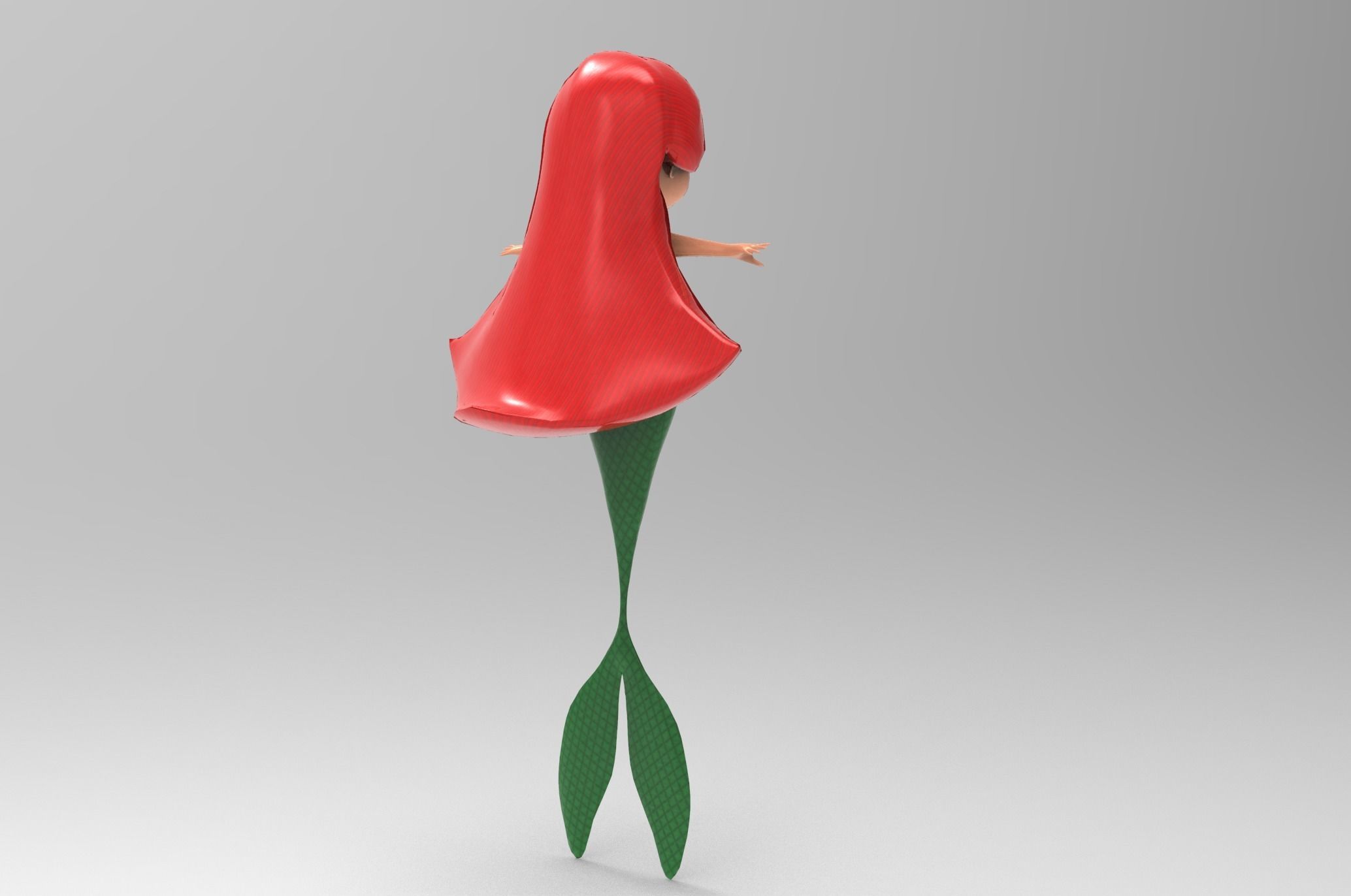 Mermaid Cartoon Rigged Low-poly 3D model_24