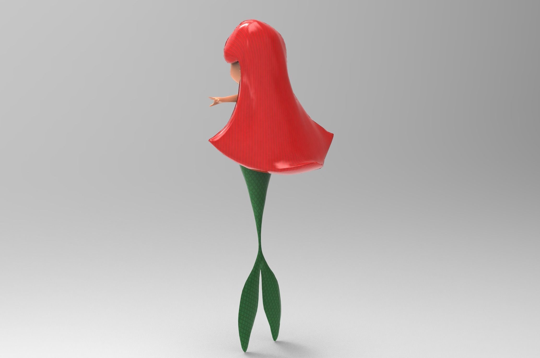 Mermaid Cartoon Rigged Low-poly 3D model_32