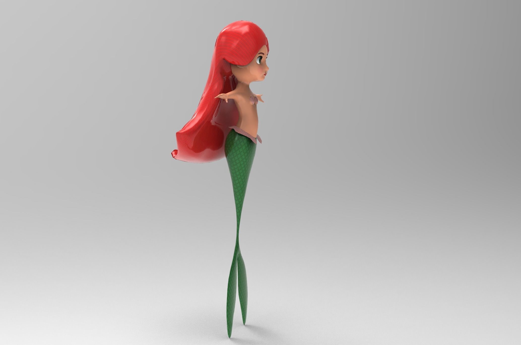 Mermaid Cartoon Rigged Low-poly 3D model_20
