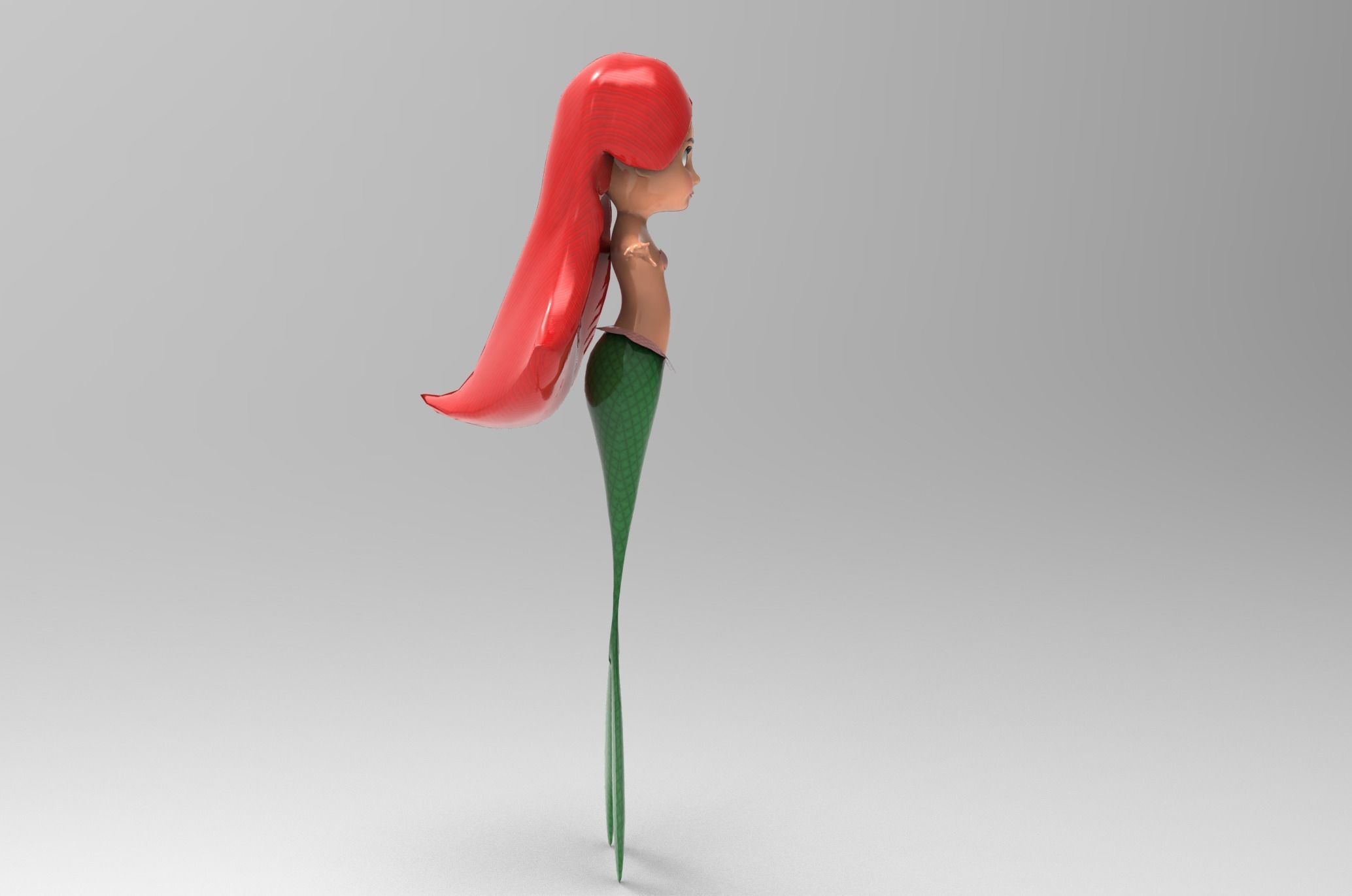Mermaid Cartoon Rigged Low-poly 3D model_21