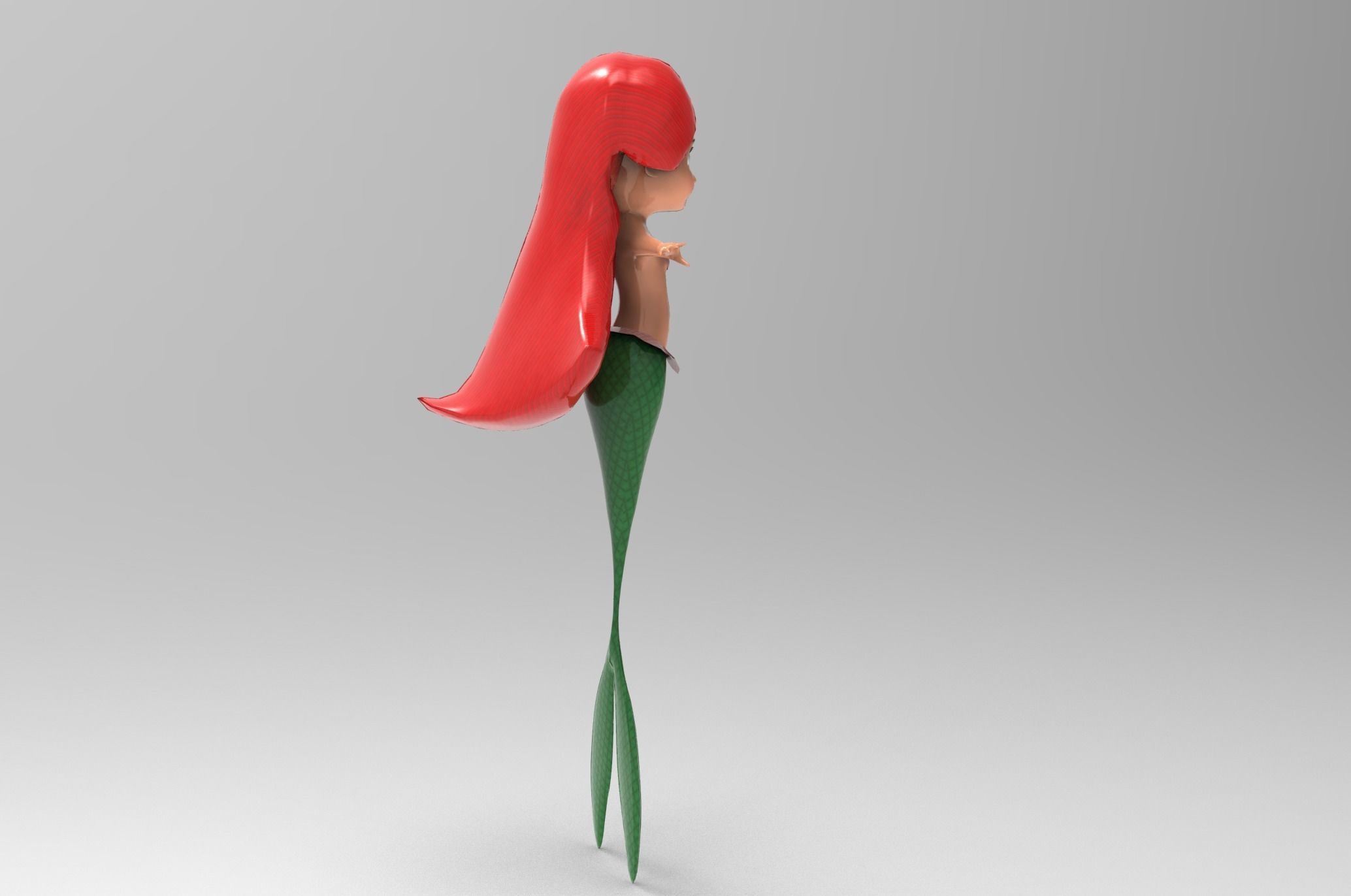 Mermaid Cartoon Rigged Low-poly 3D model_23