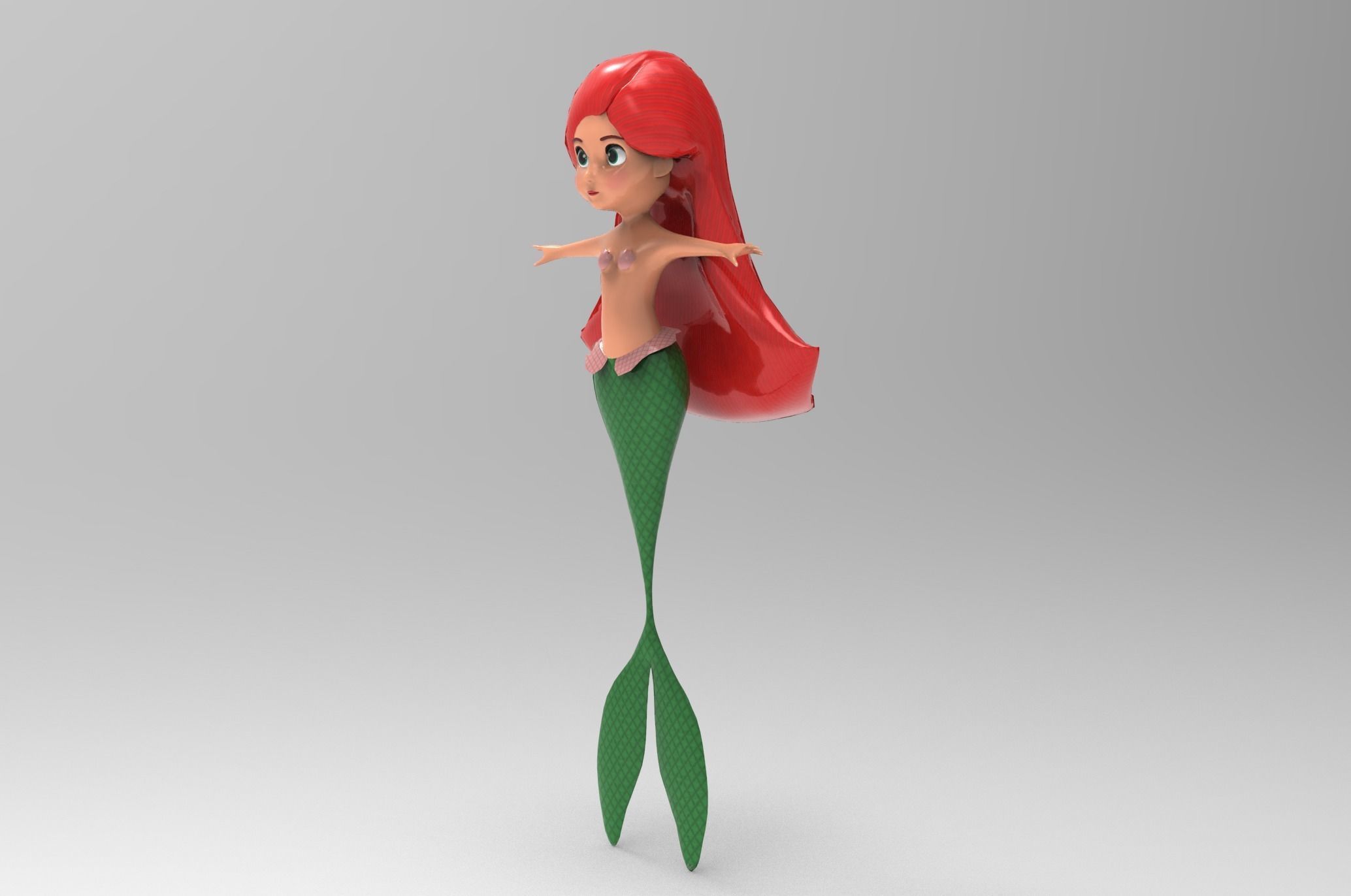 Mermaid Cartoon Rigged Low-poly 3D model_40