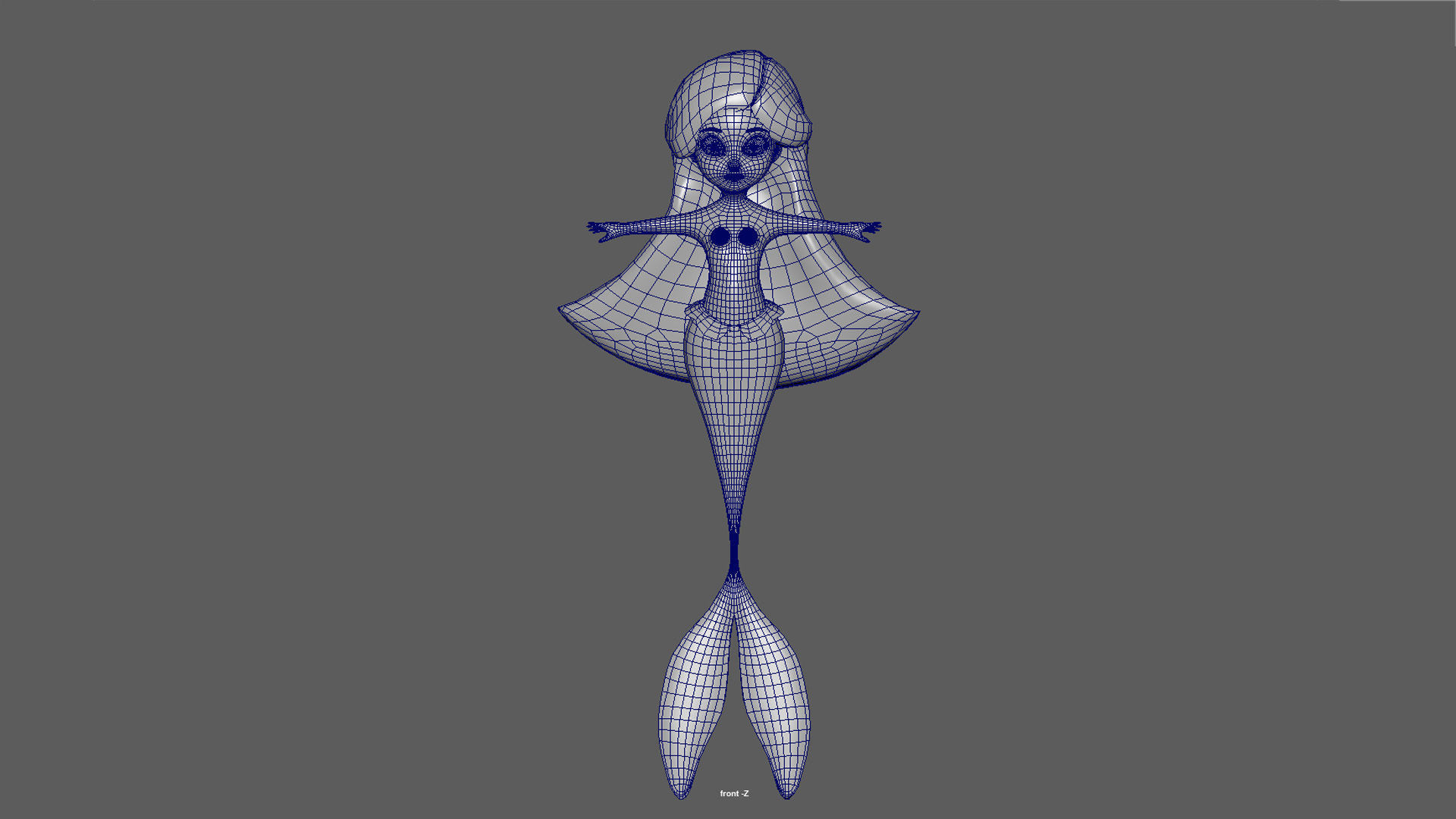 Mermaid Cartoon Rigged Low-poly 3D model_11