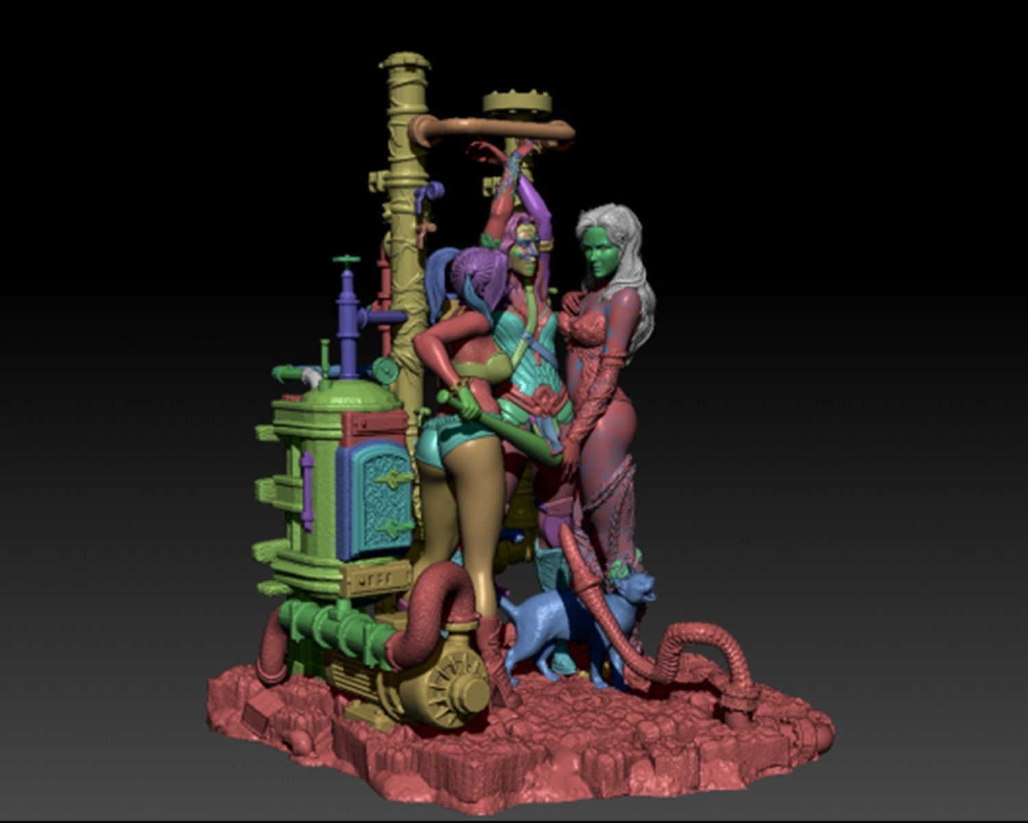 Harley Quinn Poison Ivy Wonder Woman 3D STL Ready Print 3D print model_5