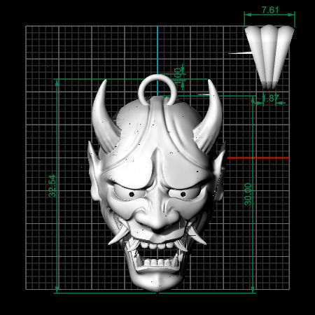 Pendant Oni 3D print model_8