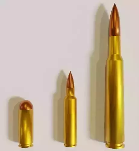 Low-poly Ammo three gold bullets