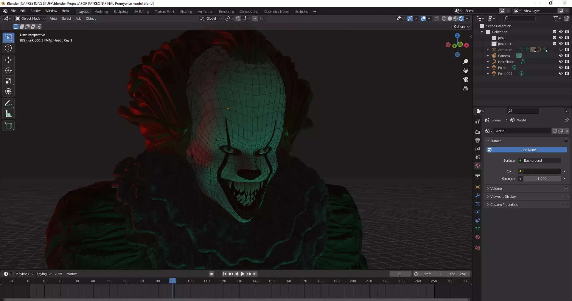Pennywise 3D Model creepy clown Free 3D model_0